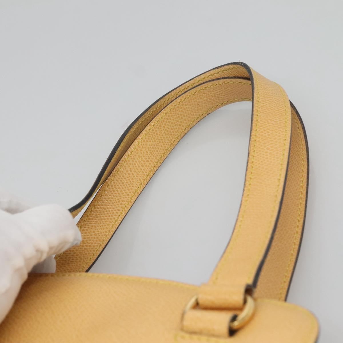 Celine Vintage Turnlock Leather Yellow Leather Handbag (Pre-Owned)