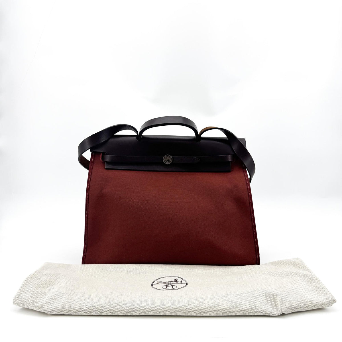Hermes Herbag Zip Leather And Toile Brown Canvas Handbag (Pre-Owned)