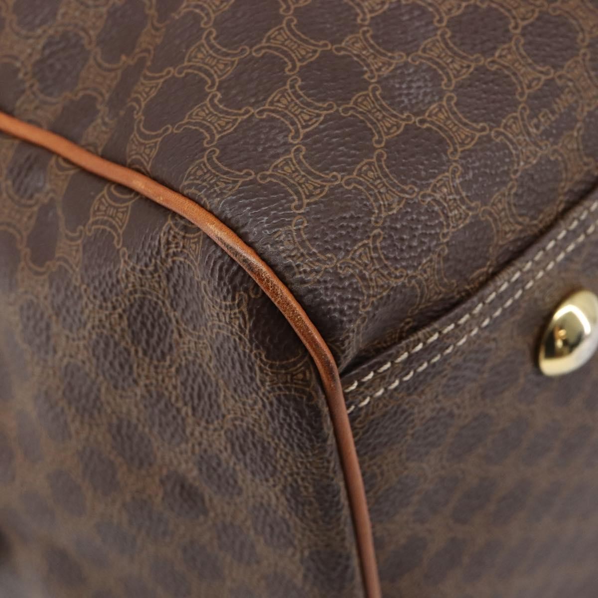 Celine Boston Triomphe Coated Canvas Brown Canvas Handbag (Pre-Owned)