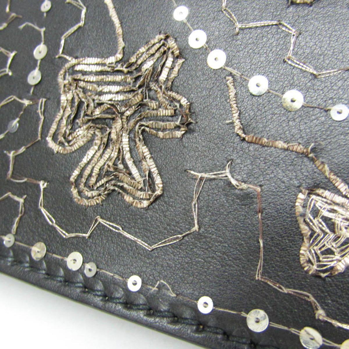 Christian Dior J'adior Flap Embellished Leather Black Leather Handbag (Pre-Owned)