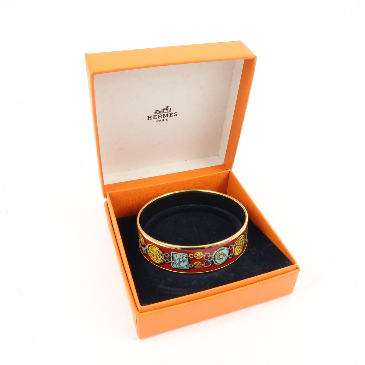 Hermes Bangle Printed Enamel Red Gold_Plated Bracelet Jewelry (Pre-Owned)