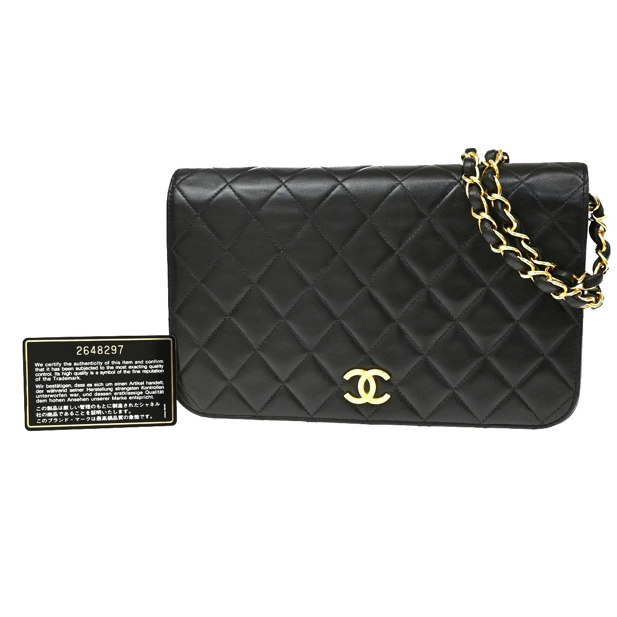 Chanel Cc Full Flap Wallet On Chain Quilted Caviar Black Leather Crossbody Bag Bag (Pre-Owned)