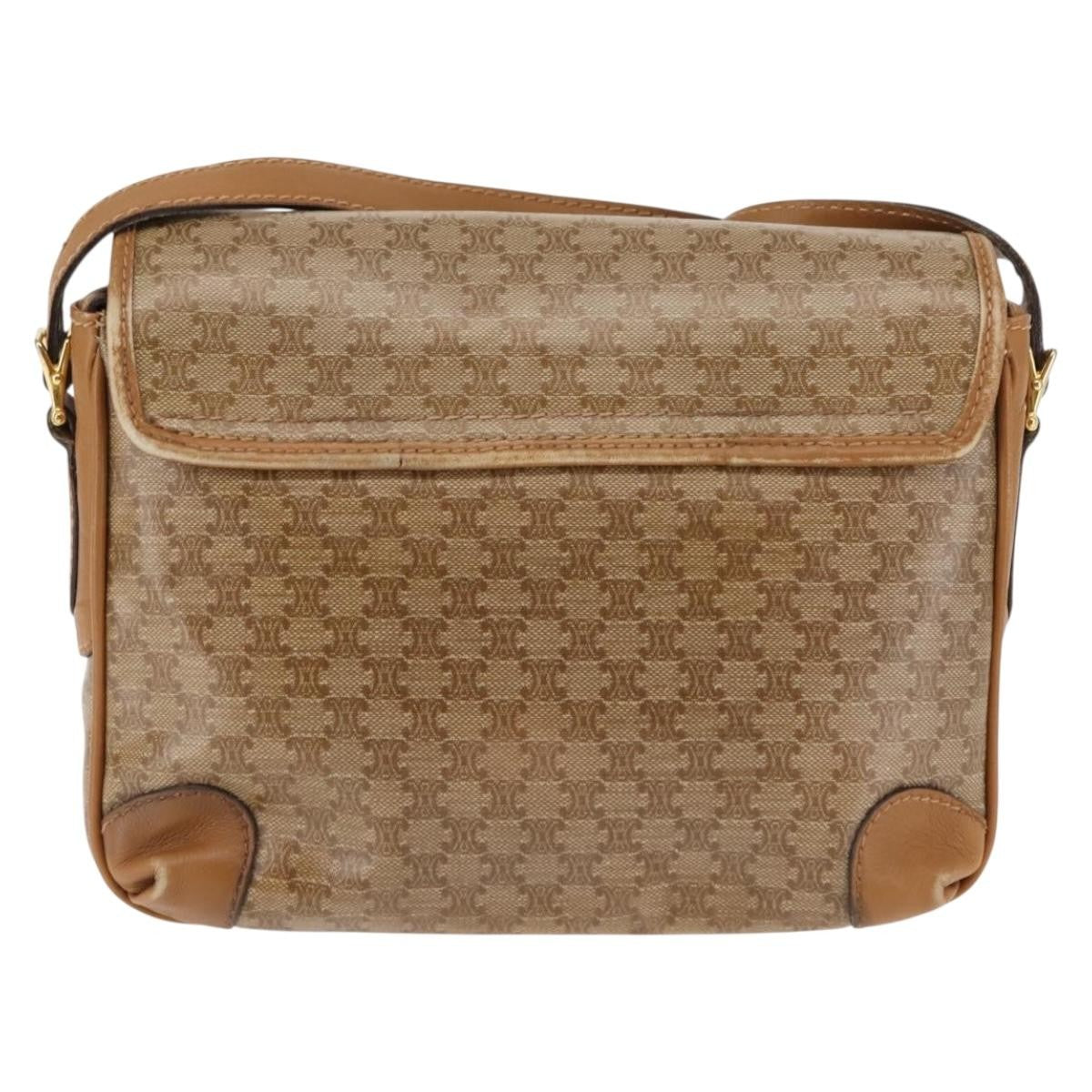 Celine Macadam Shoulder Pvc Leather Beige Pvc,Canvas Bag (Pre-Owned)