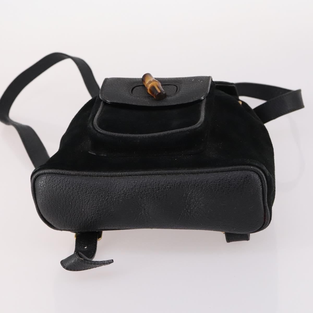 Gucci Vintage Bamboo Suede Black Suede Backpack Bag (Pre-Owned)