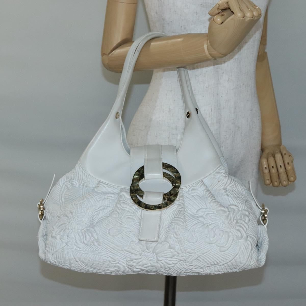 Bvlgari Chandra Hobo Leather White Leather Handbag (Pre-Owned)