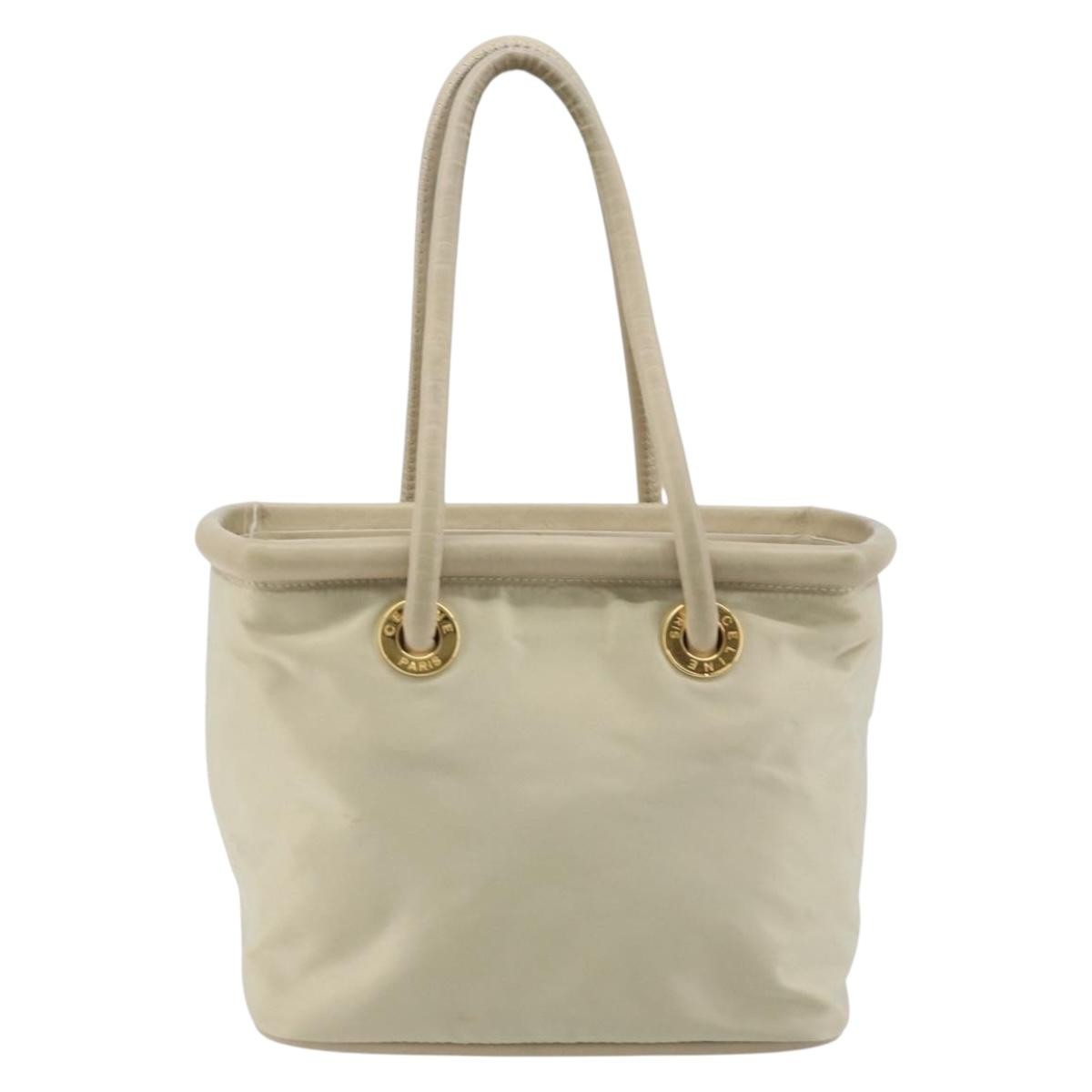 Celine Handbag Nylon Beige Nylon Handbag (Pre-Owned)