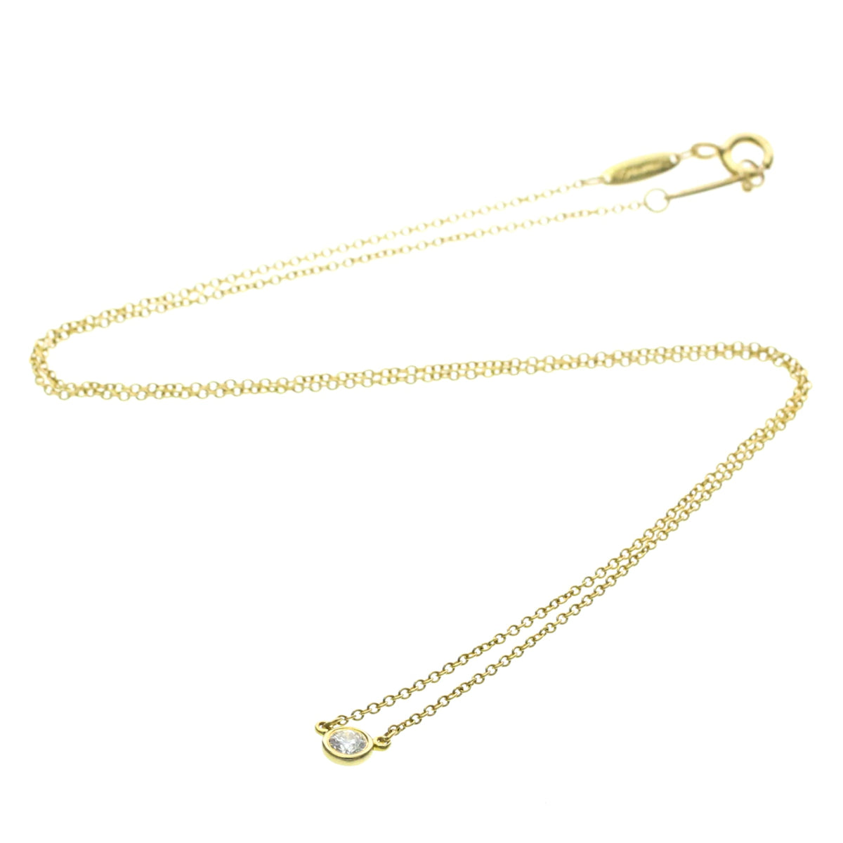 Tiffany & Co. Elsa Peretti Diamonds By The Yard Pendant 18K Rose Gold With Pear-Shaped Diamond Yellow Yellow_Gold Necklace Jewelry (Pre-Owned)