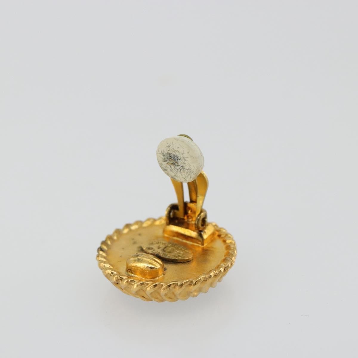 Chanel Cc Clip On Metal Gold Metal Earrings Jewelry (Pre-Owned)