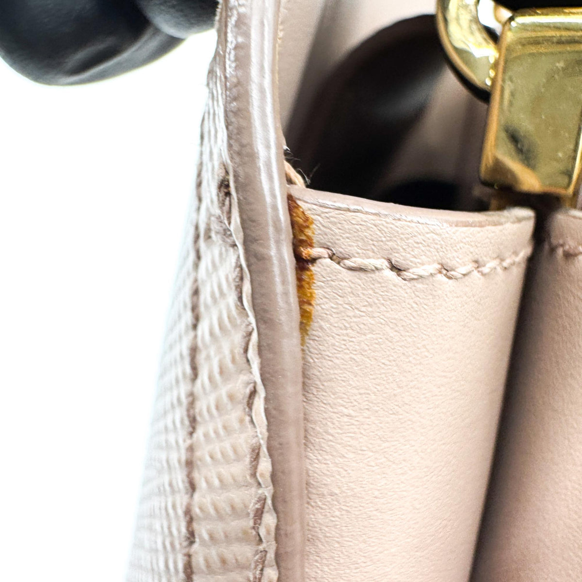 Prada Matinee Top Handle Saffiano Leather Beige Leather Handbag (Pre-Owned)