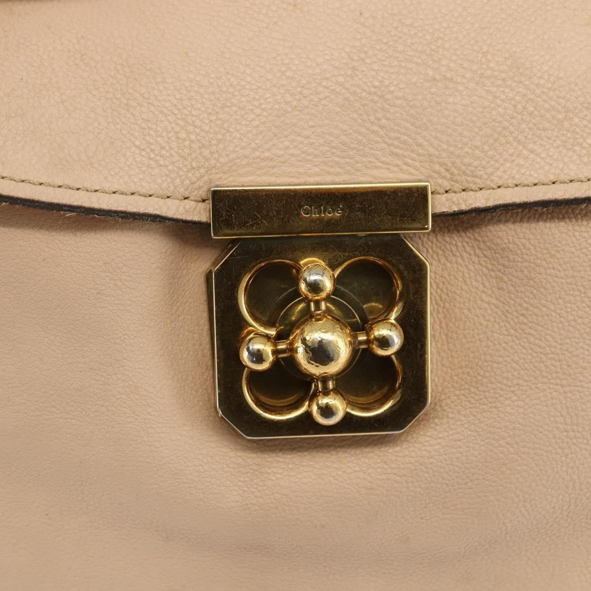 Chloe Elsie Convertible Satchel Leather Beige Leather Handbag (Pre-Owned)