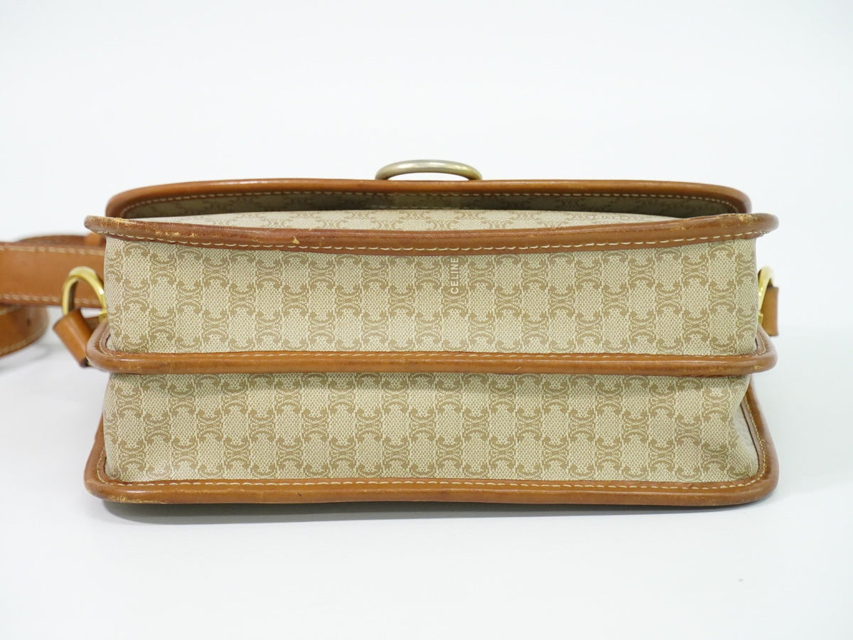 Celine Vintage Macadam Canvas And Leather Beige Canvas Shoulder Bag Bag (Pre-Owned)