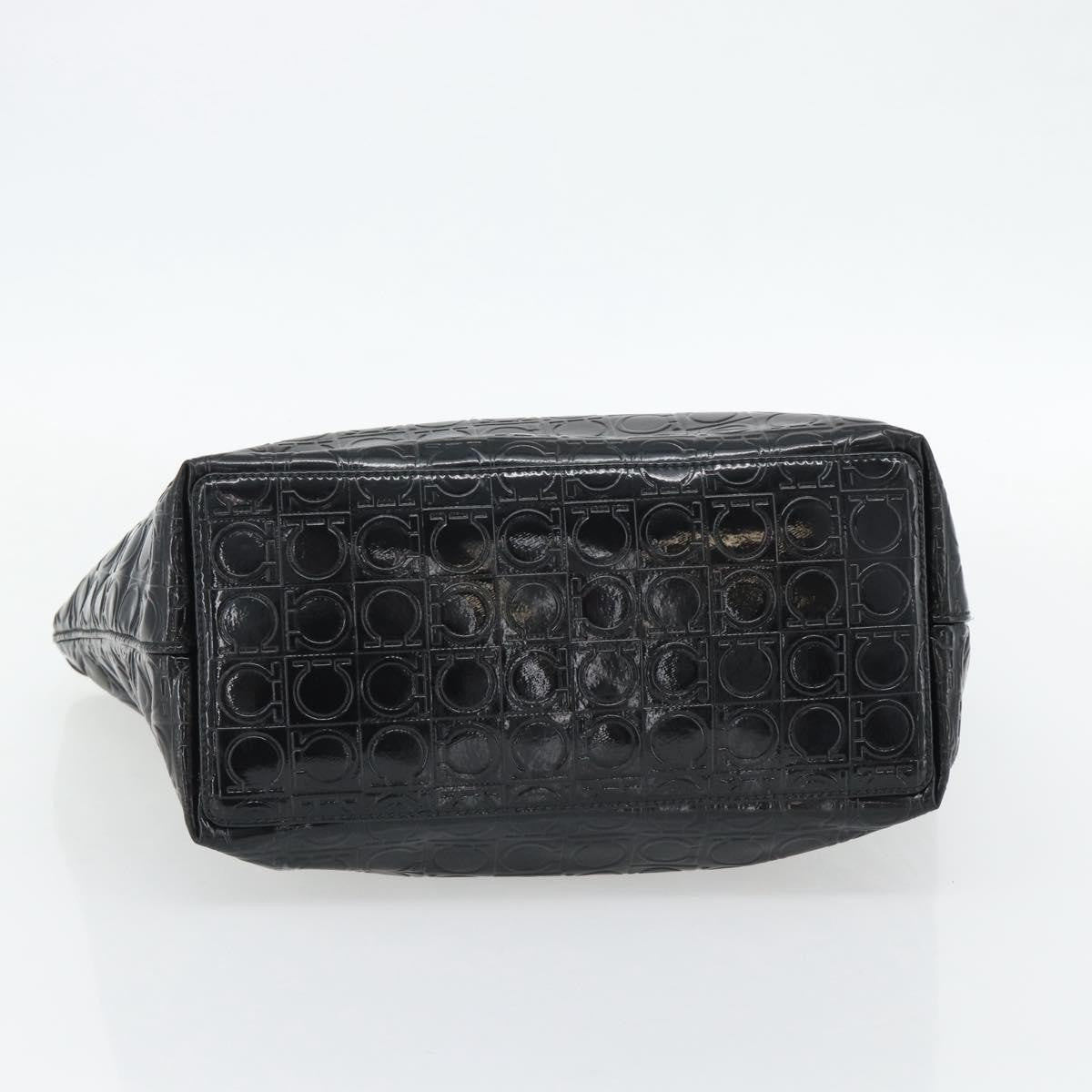 Salvatore Ferragamo Gancini Tote Patent Leather Black Patent_Leather Tote Bag Bag (Pre-Owned)