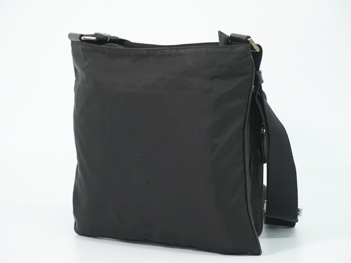 Prada Front Pocket Messenger Quilted Tessuto Black Nylon Shoulder Bag Bag (Pre-Owned)