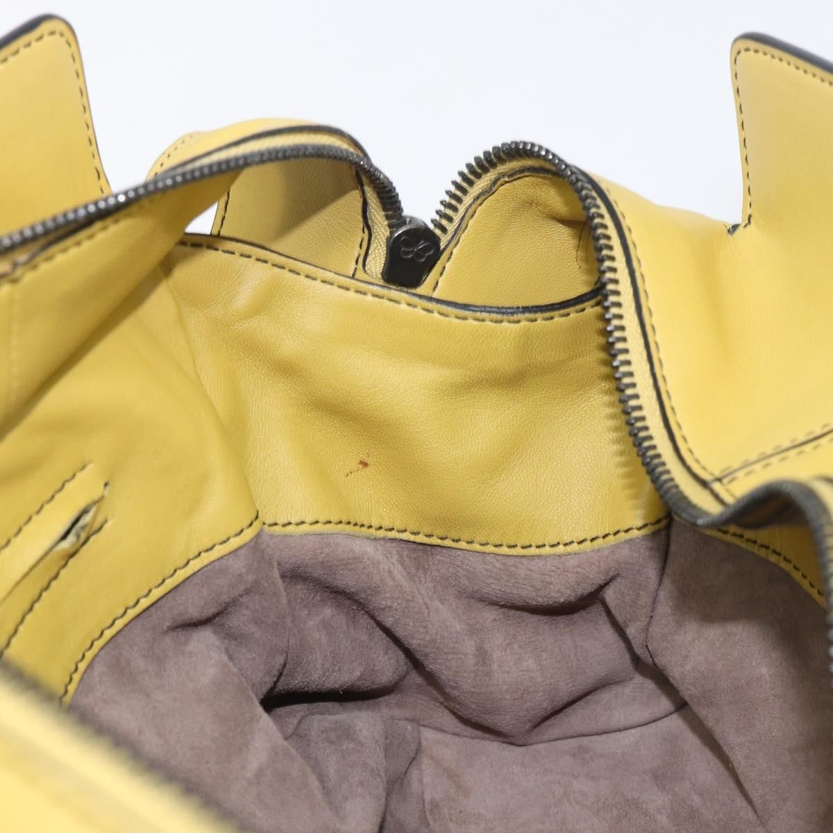 Bottega Veneta Monaco Nappa Leather With Intrecciato Detail Yellow Leather Handbag (Pre-Owned)