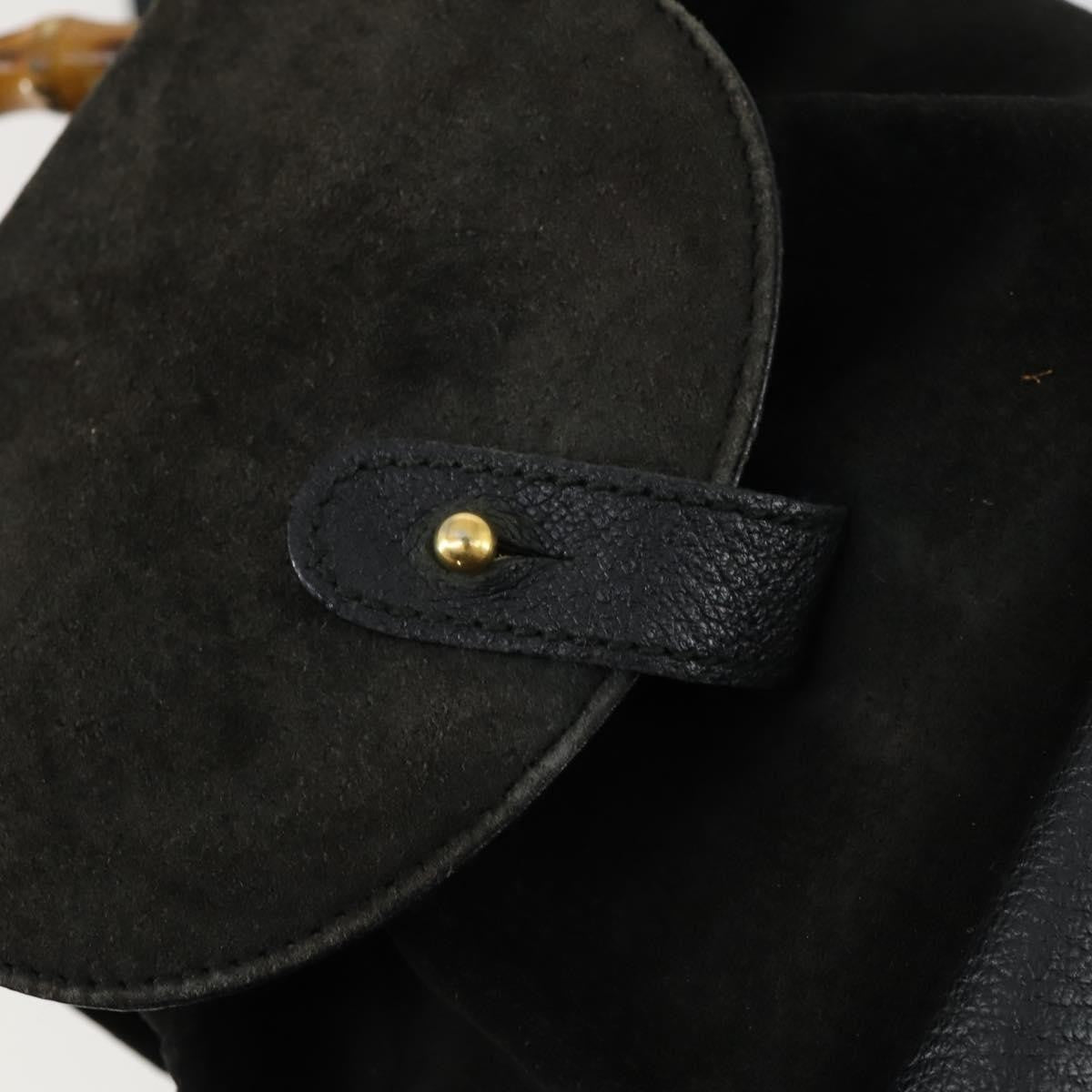 Gucci Vintage Bamboo Suede Black Leather Backpack Bag (Pre-Owned)