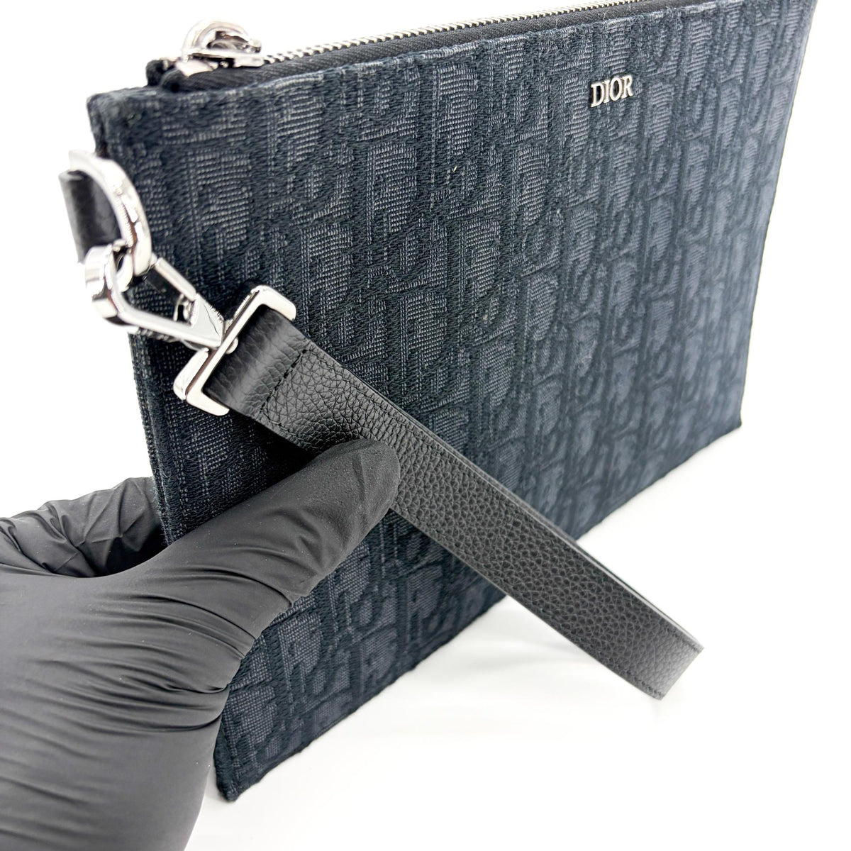 Christian Dior A5 Pouch Printed Oblique Denim Black Other Clutche & Pouche Bag (Pre-Owned)