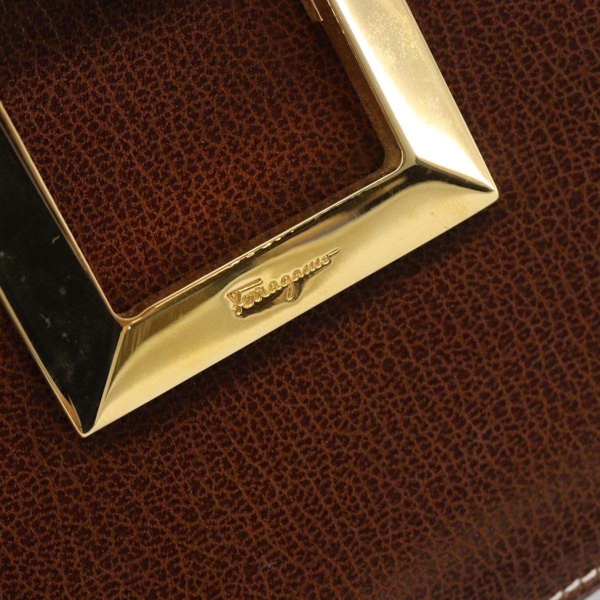 Salvatore Ferragamo Shoulder Bag Leather Brown Leather Shoulder Bag Bag (Pre-Owned)
