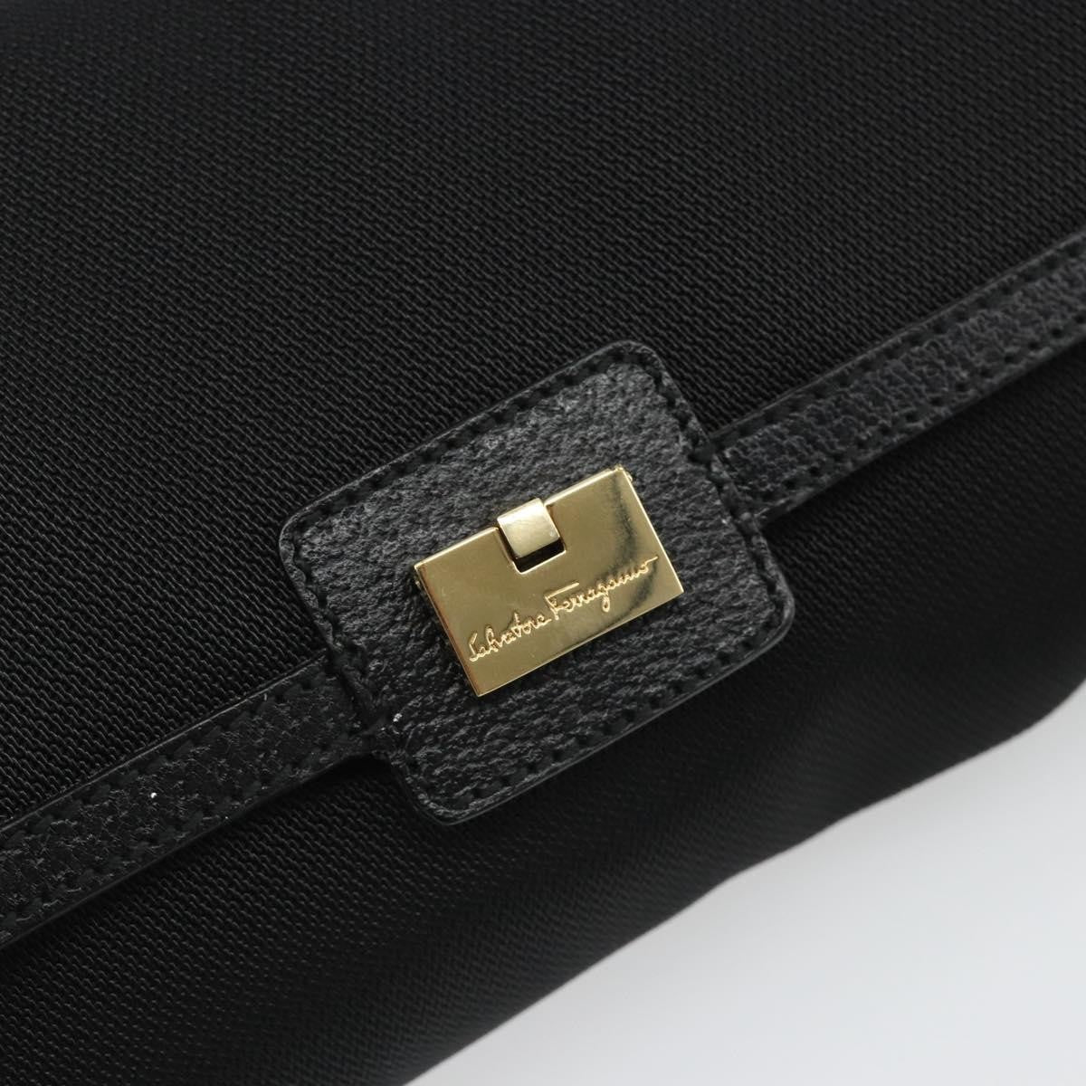 Salvatore Ferragamo Shoulder Bag Canvas Black Canvas Shoulder Bag Bag (Pre-Owned)