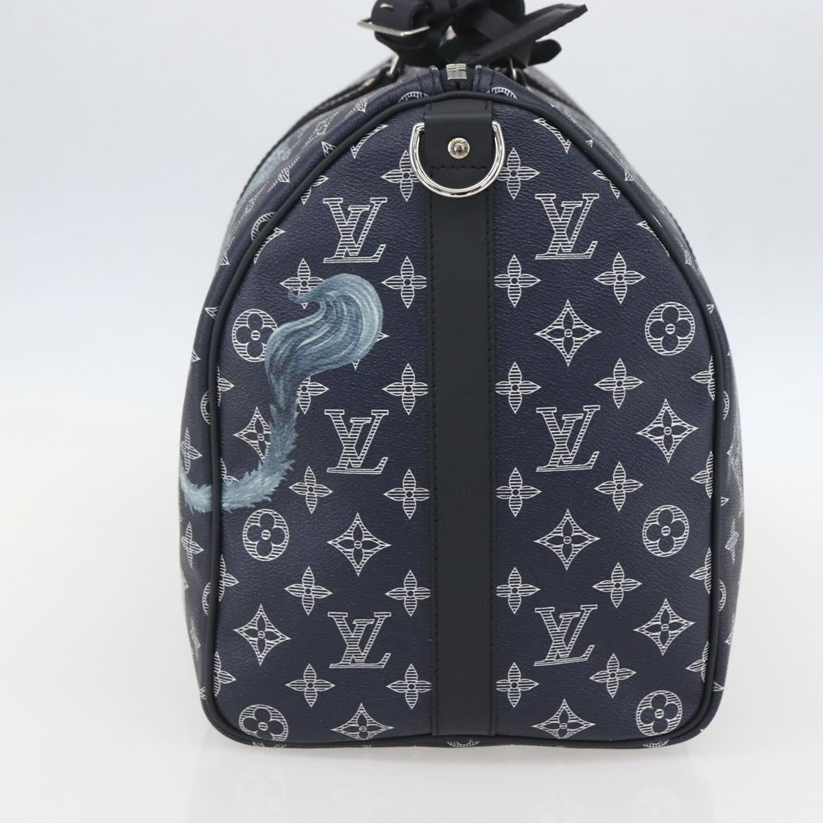 Louis Vuitton Keepall Bandouliere Limited Edition Chapman Savane Monogram Canvas Navy Canvas Travel Bag Bag (Pre-Owned)