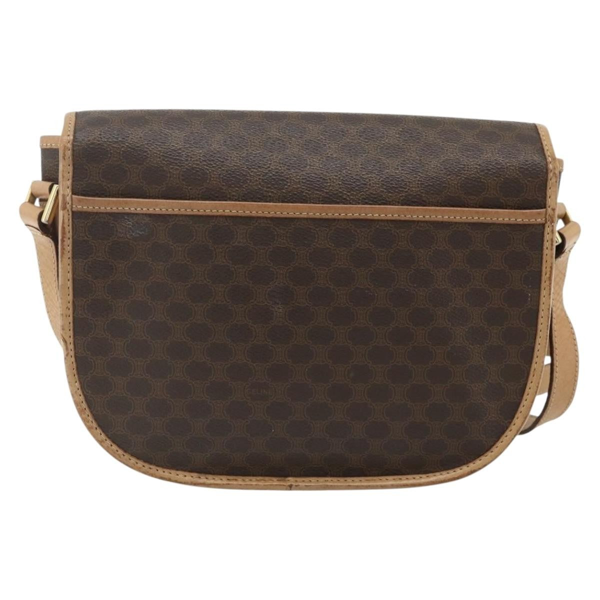 Celine Vintage Macadam Canvas And Leather Brown Canvas Shoulder Bag Bag (Pre-Owned)