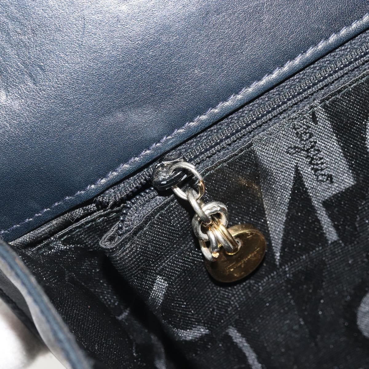 Salvatore Ferragamo Vintage Gancini Chain Leather Navy Leather Shoulder Bag Bag (Pre-Owned)