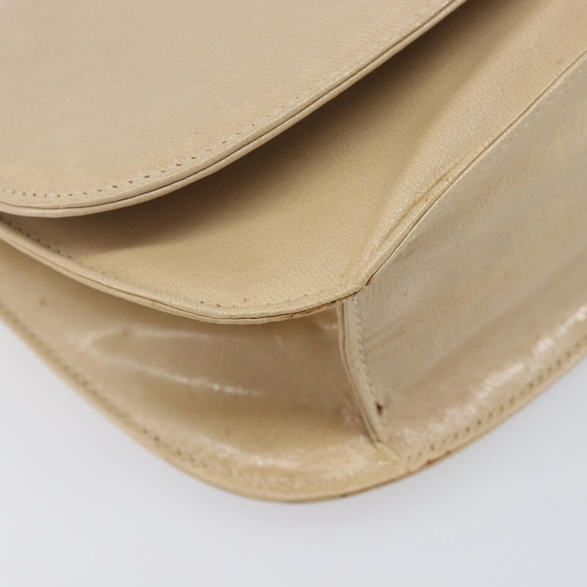 Prada Resin Chain Ruffle Flap Leather Beige Leather Handbag (Pre-Owned)