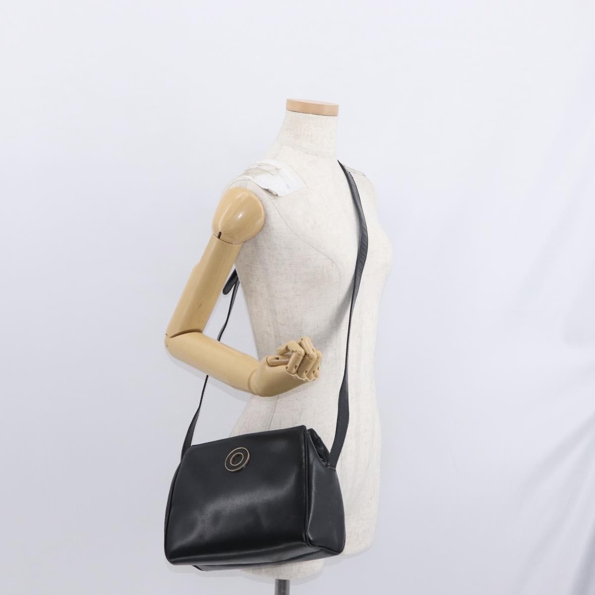 Celine Vintage Circle Logo Leather Black Leather Shoulder Bag Bag (Pre-Owned)