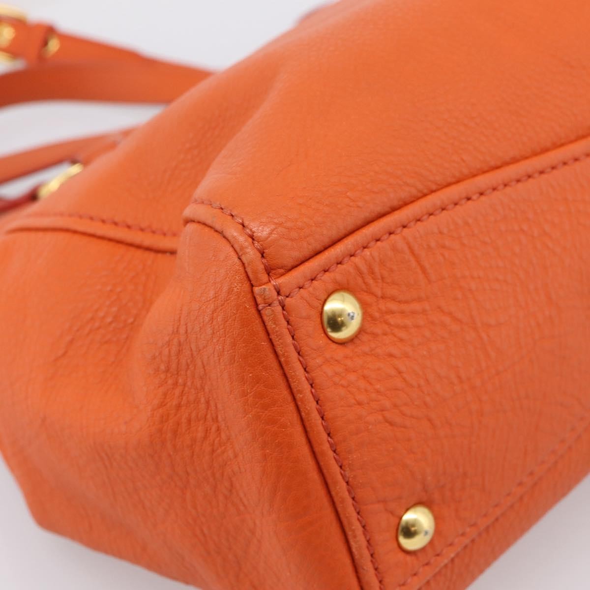 Miu Miu Caribou Convertible Tote Leather Orange Leather Handbag (Pre-Owned)