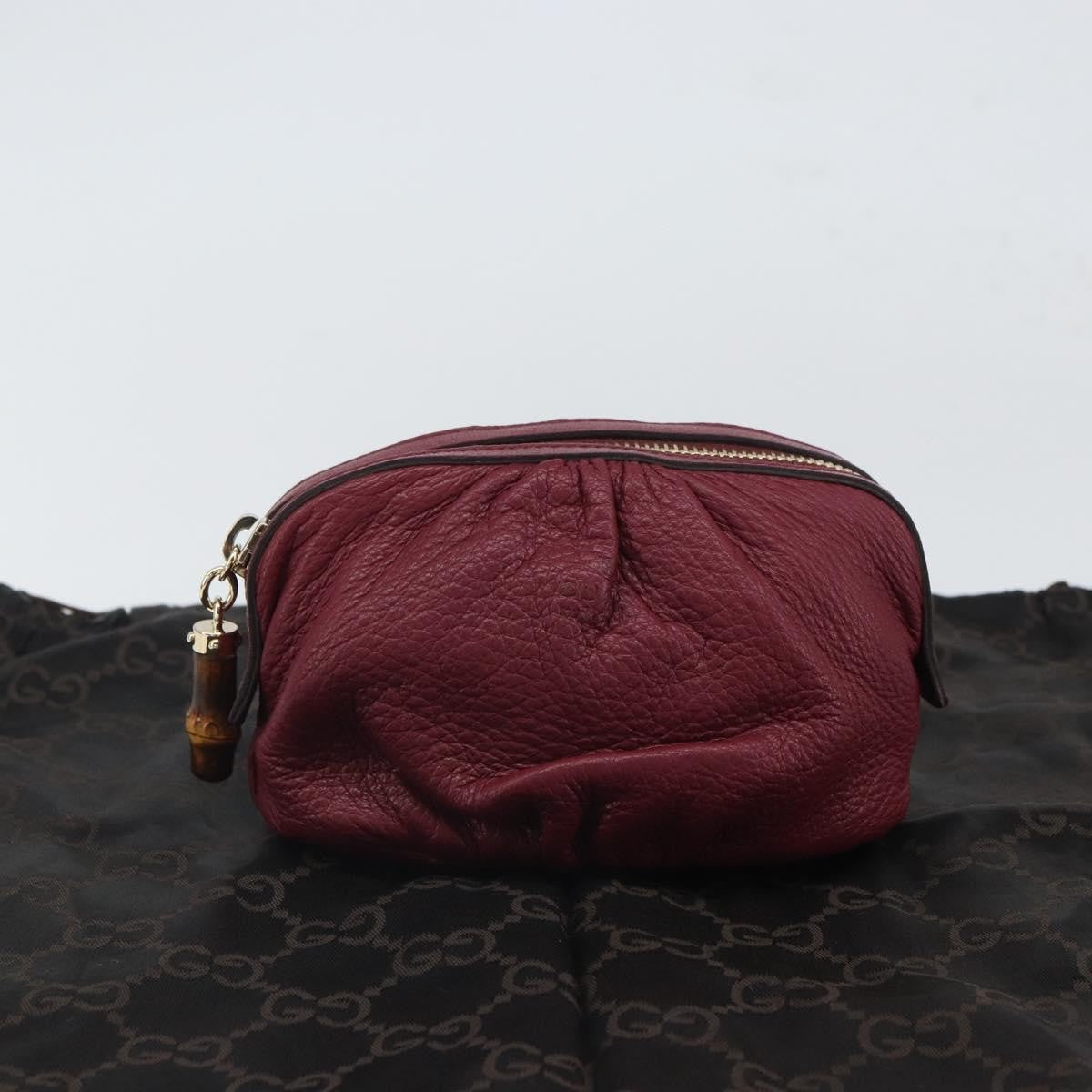 Gucci Bamboo Leather Purple Leather Clutche & Pouche Bag (Pre-Owned)