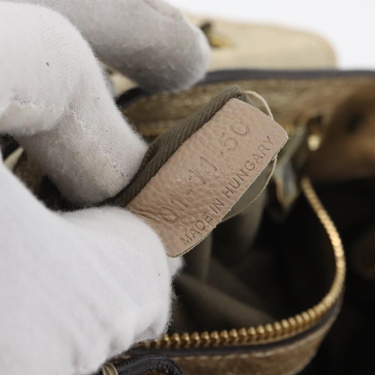 Chloe Elsie Convertible Satchel Leather Gold Leather Handbag (Pre-Owned)