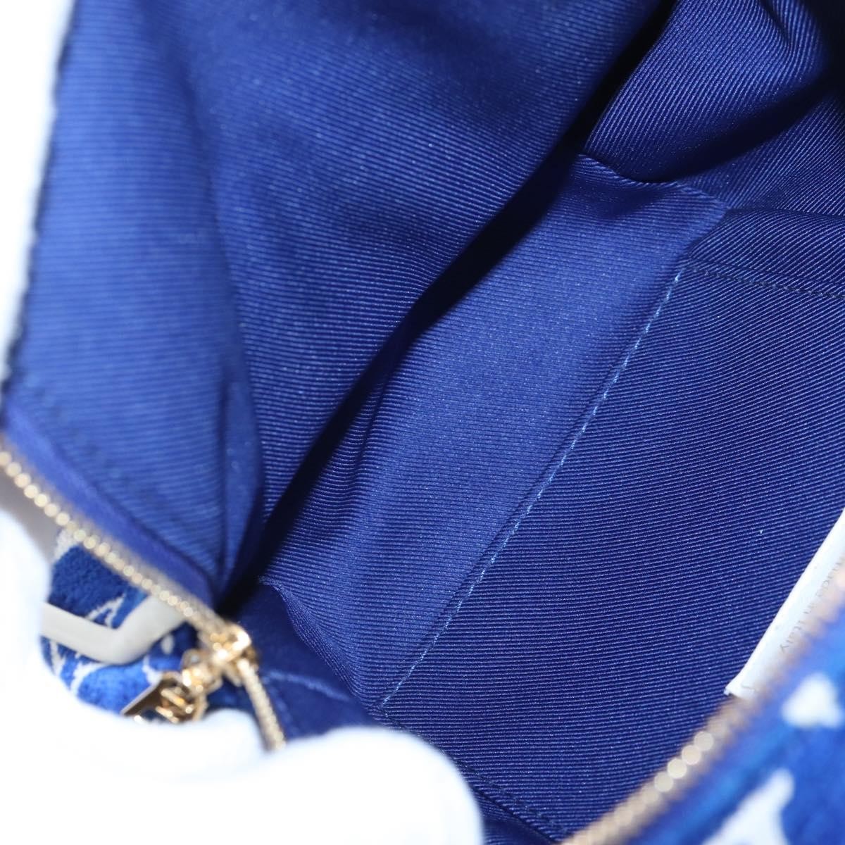 Louis Vuitton Palm Springs Lv Match Monogram Jacquard Velvet Blue Canvas Backpack Bag (Pre-Owned)