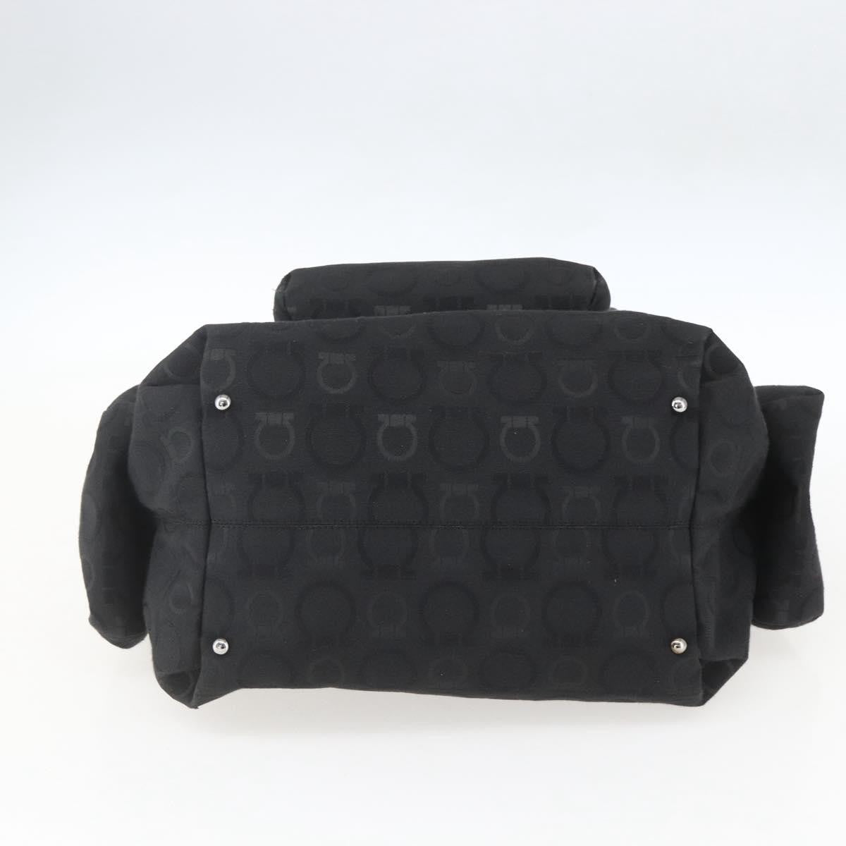 Salvatore Ferragamo Gancini Tote Nylon Black Nylon Tote Bag Bag (Pre-Owned)