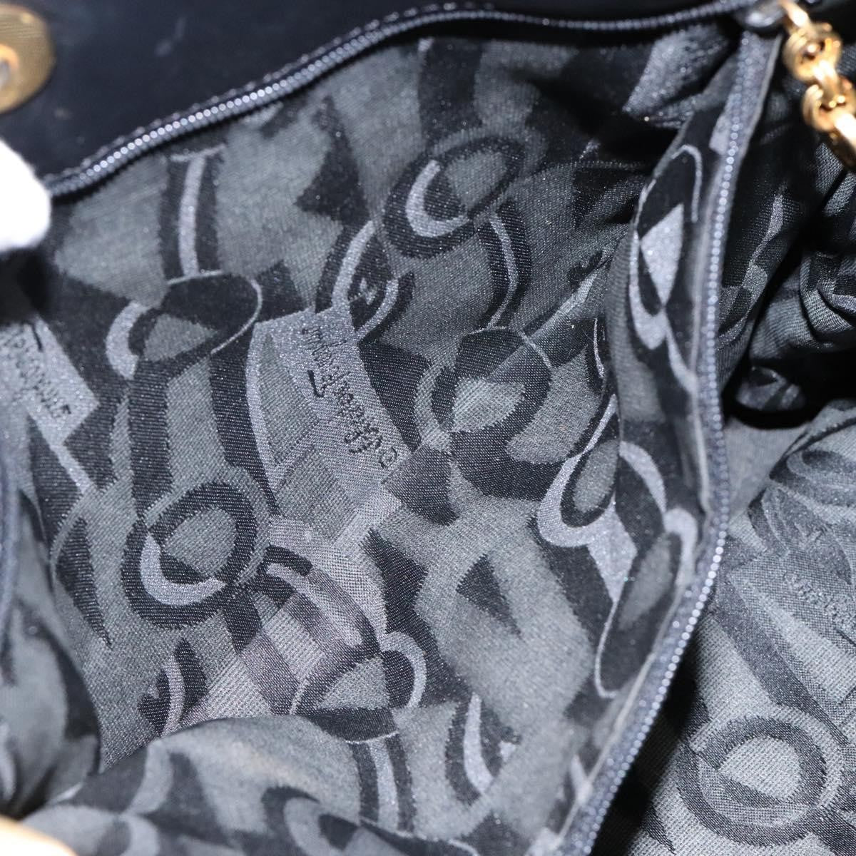 Salvatore Ferragamo Vala Canvas Black Canvas Shoulder Bag Bag (Pre-Owned)