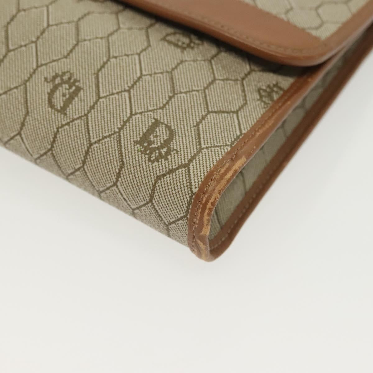Christian Dior Vintage Honeycomb Chain Canvas Beige Canvas Bag (Pre-Owned)