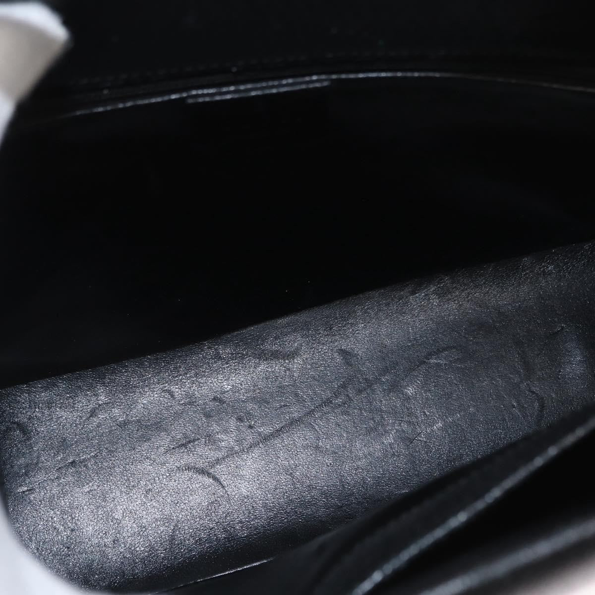 Gucci Vintage Bamboo Handle Leather Black Leather Handbag (Pre-Owned)