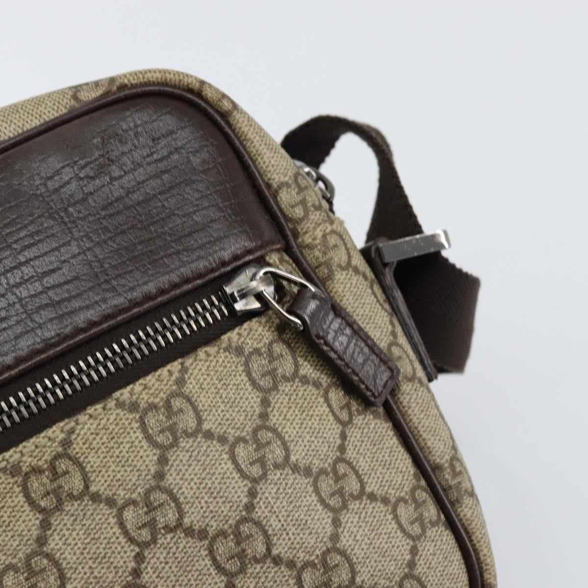 Gucci Front Zip Gg Coated Canvas With Leather Beige Canvas Crossbody Bag Bag (Pre-Owned)