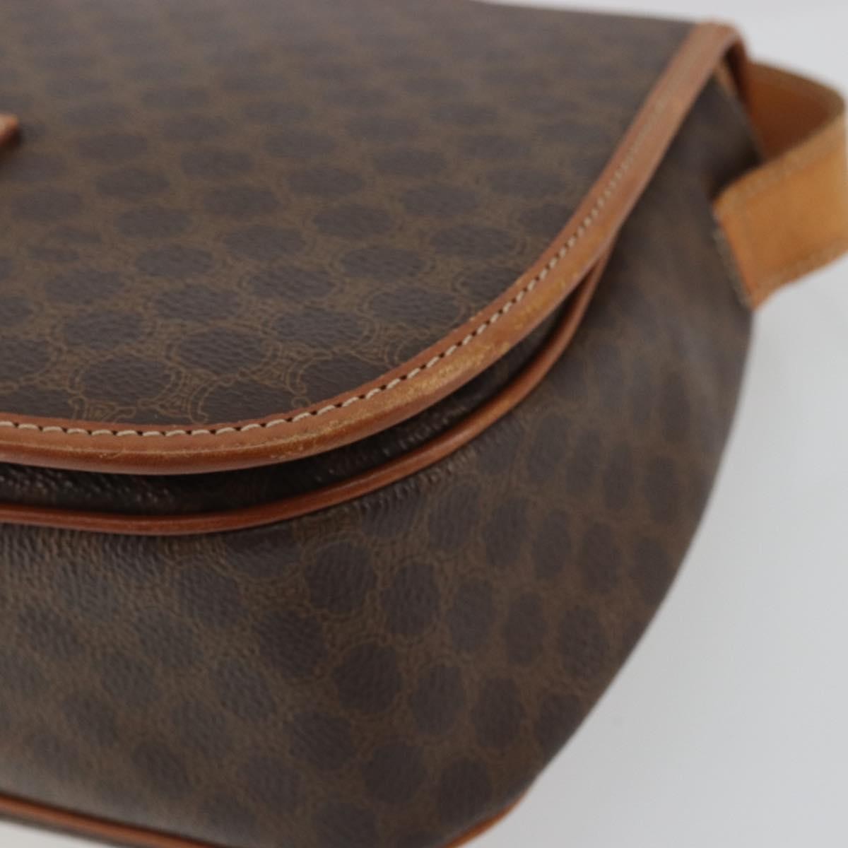 Celine Vintage Macadam Canvas And Leather Brown Canvas Shoulder Bag Bag (Pre-Owned)