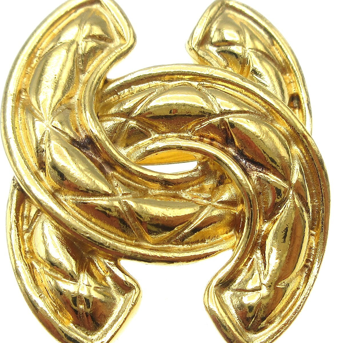 Chanel Cc Clip-On Metal Gold Gold_Plated Earrings Jewelry (Pre-Owned)