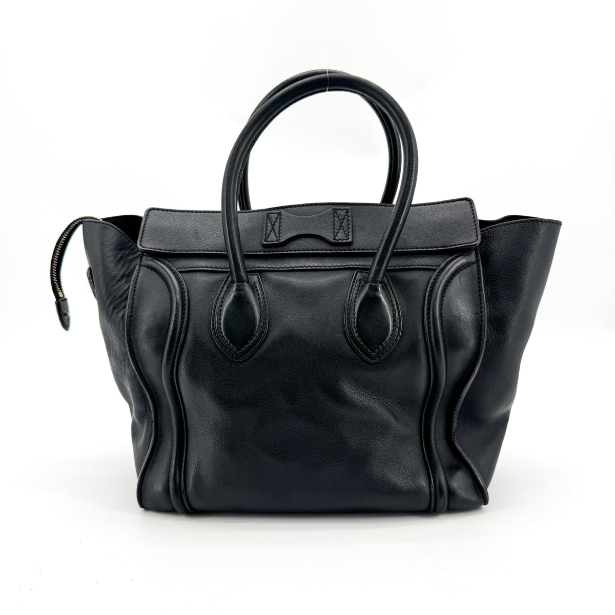 Celine Luggage Embossed Leather Black Leather Handbag (Pre-Owned)