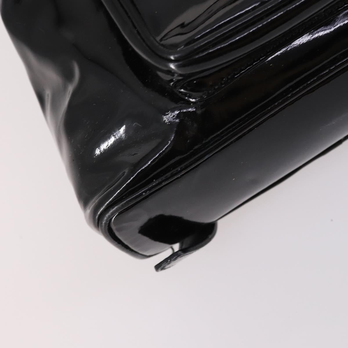 Gucci Vintage Bamboo Patent Black Patent_Leather Backpack Bag (Pre-Owned)