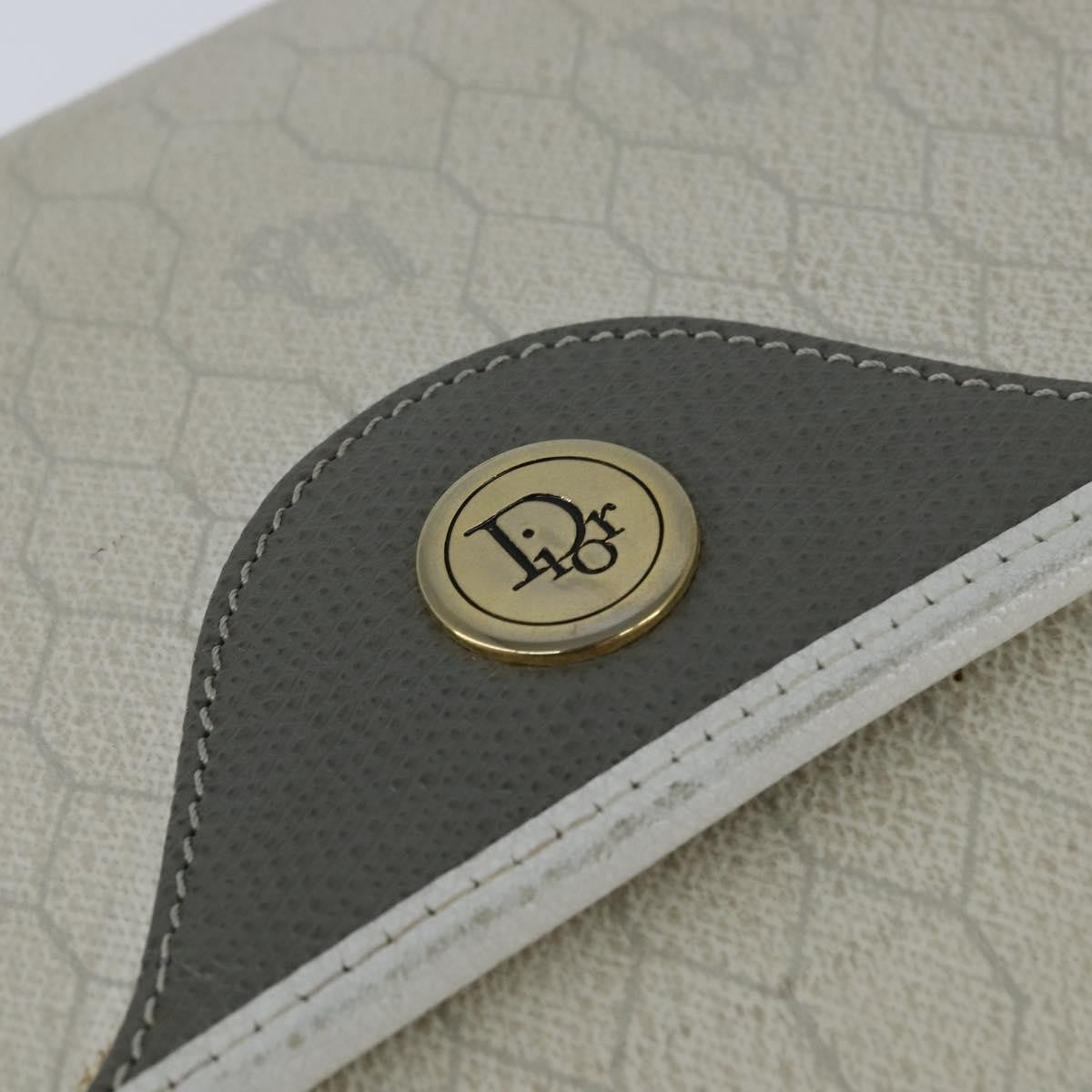 Christian Dior Vintage Honeycomb Flap Coated Canvas White Canvas Wallets Accessory (Pre-Owned)