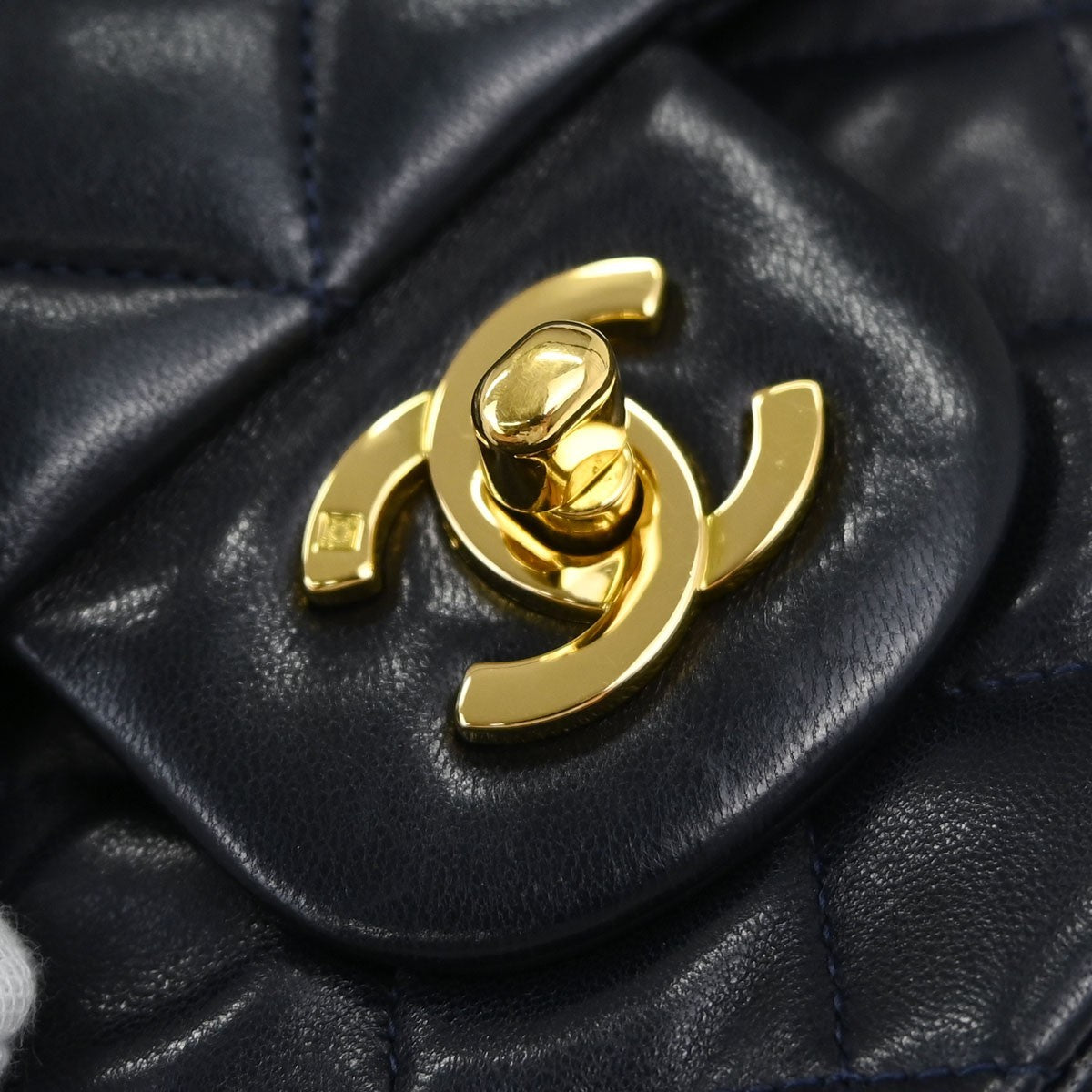 Chanel Timeless - Classic Double Flap Quilted Lambskin Navy Leather Shoulder Bag Bag (Pre-Owned)