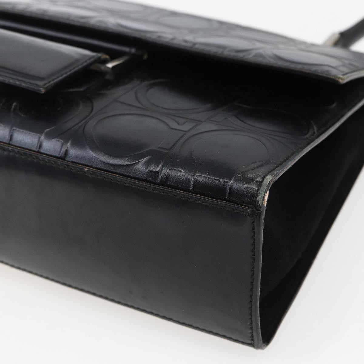 Salvatore Ferragamo Gancini Leather Black Leather Handbag (Pre-Owned)