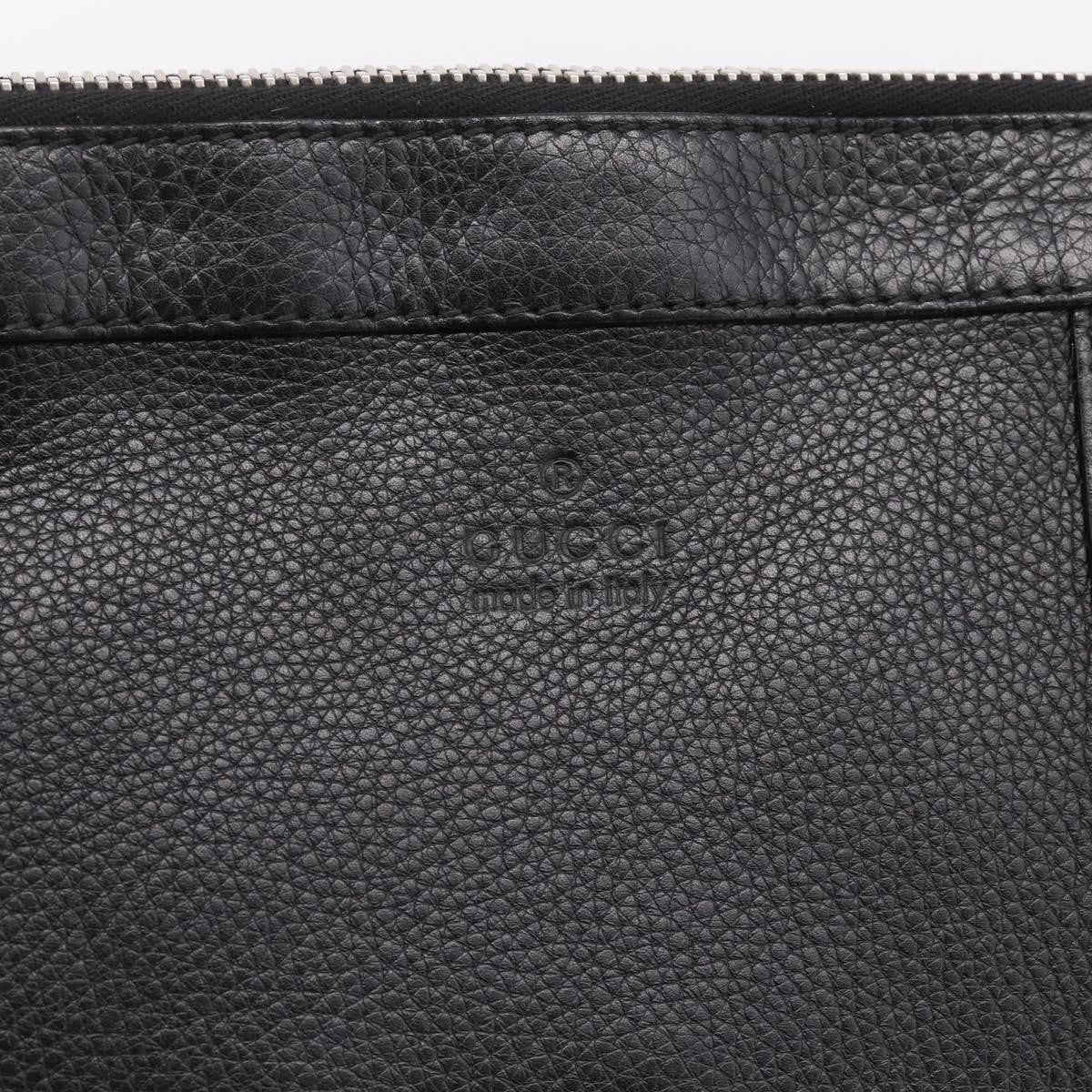 Gucci Zip Messenger Leather With Striped Detail Black Leather Handbag (Pre-Owned)