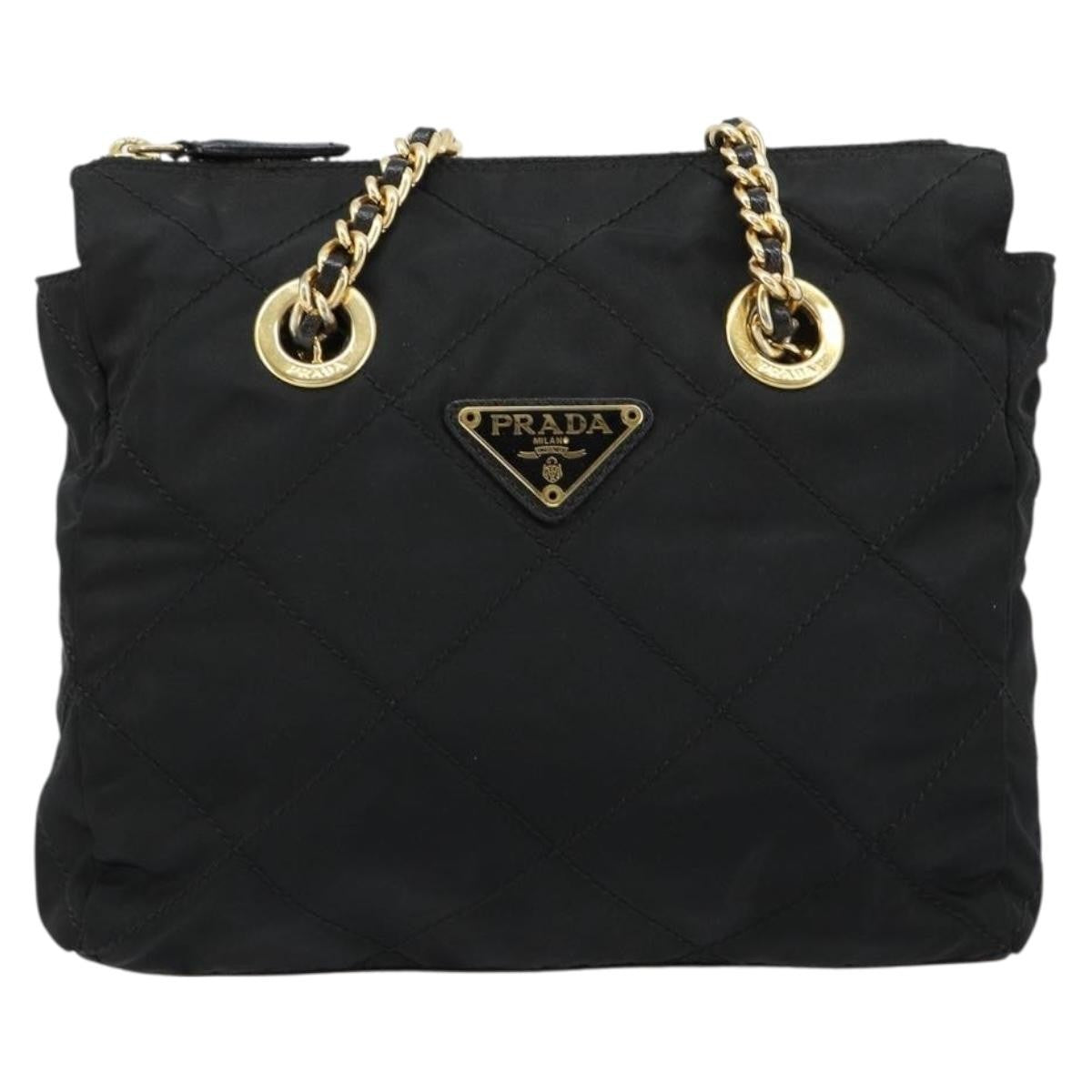 Prada Re-Edition 1995 Chain Quilted Tessuto Black Nylon Shoulder Bag Bag (Pre-Owned)