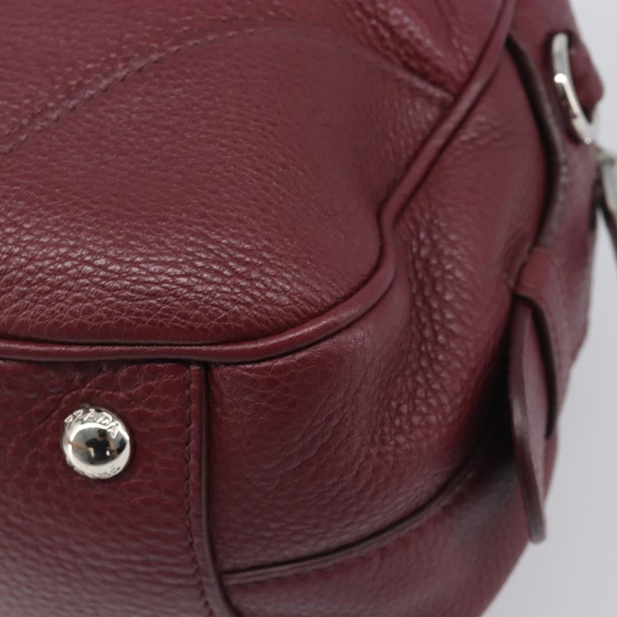 Prada Front Pocket Pushlock Convertible Boston Vitello Daino Burgundy Leather Handbag (Pre-Owned)