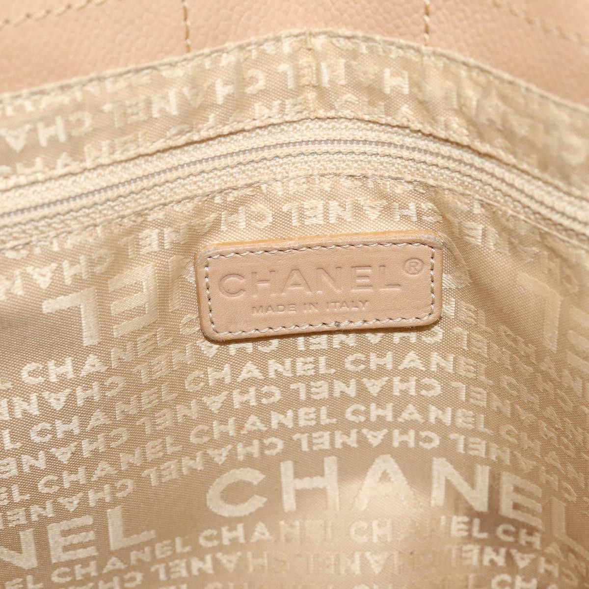 Chanel Chocolate Bar Coco Mark Leather Beige Leather Tote Bag Bag (Pre-Owned)