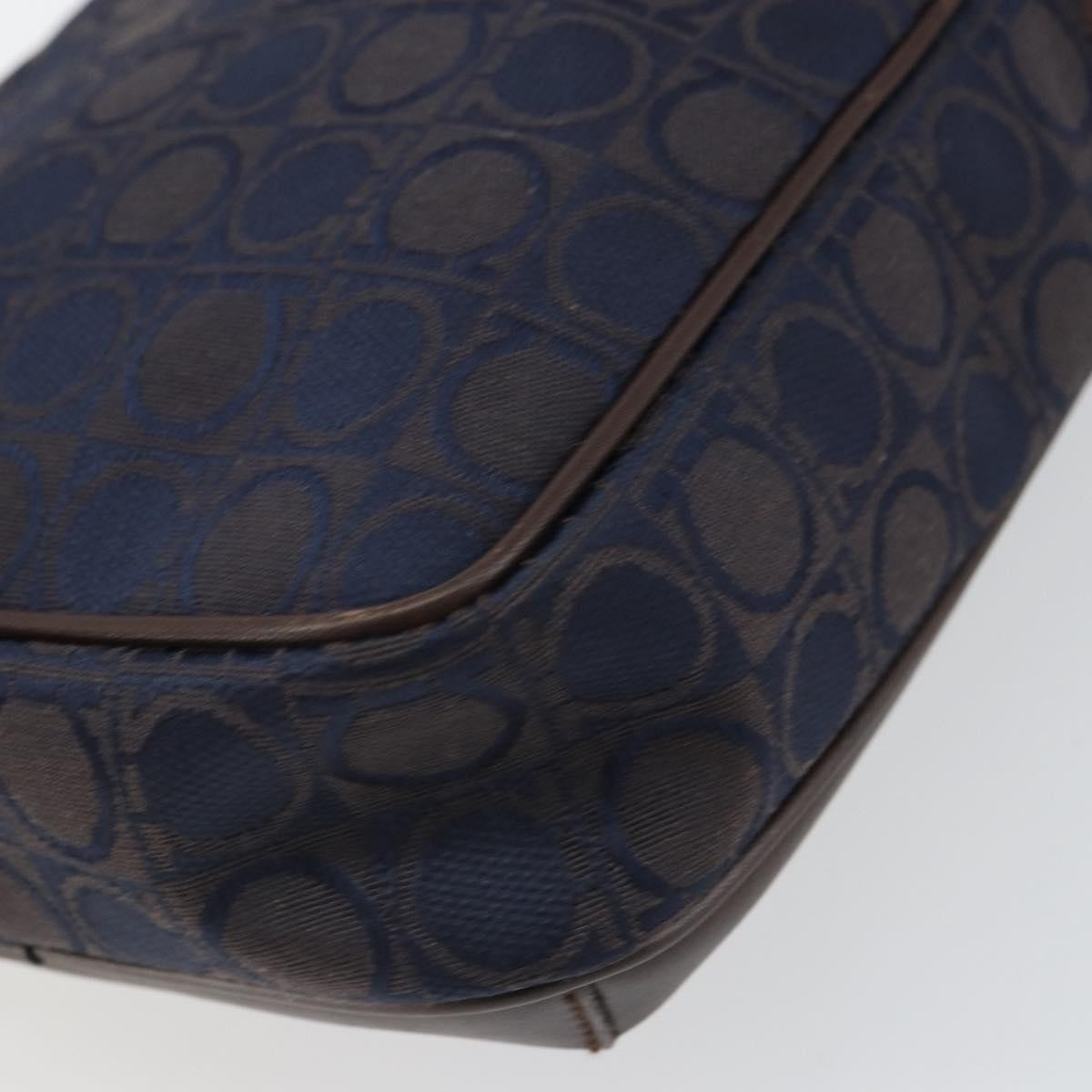 Salvatore Ferragamo Gancini Nylon Navy Nylon Shoulder Bag Bag (Pre-Owned)