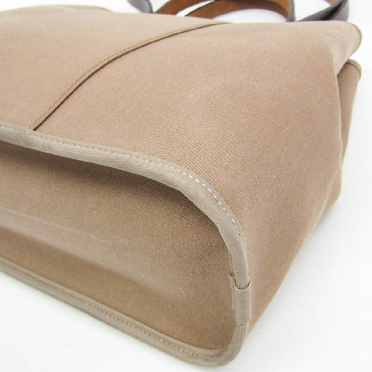 Hermes Cabag Toile And Leather Brown Canvas Handbag (Pre-Owned)