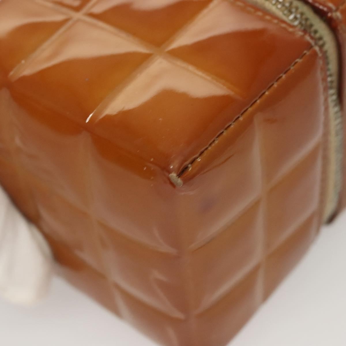 Chanel Rubiks Cube Wristlet Quilted Patent Brown Patent_Leather Bag (Pre-Owned)